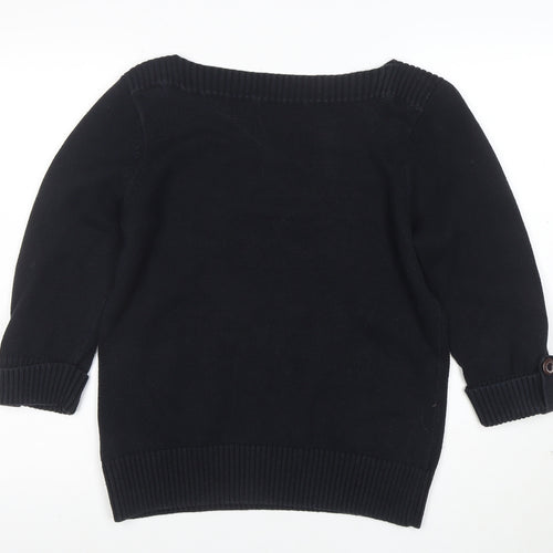 Marks and Spencer Women’s Black Cotton Boat Neck Pullover Jumper UK 18