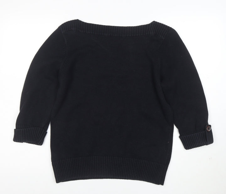 Marks and Spencer Women’s Black Cotton Boat Neck Pullover Jumper UK 18