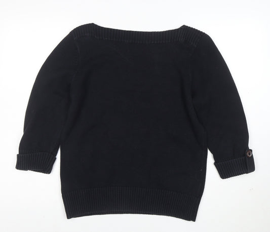 Marks and Spencer Women’s Black Cotton Boat Neck Pullover Jumper UK 18