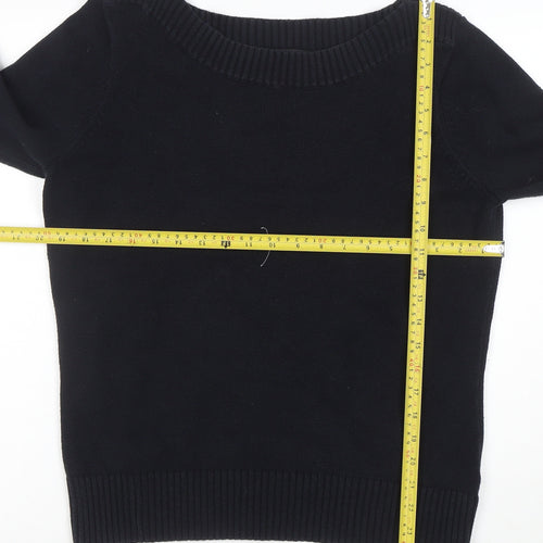 Marks and Spencer Women’s Black Cotton Boat Neck Pullover Jumper UK 18