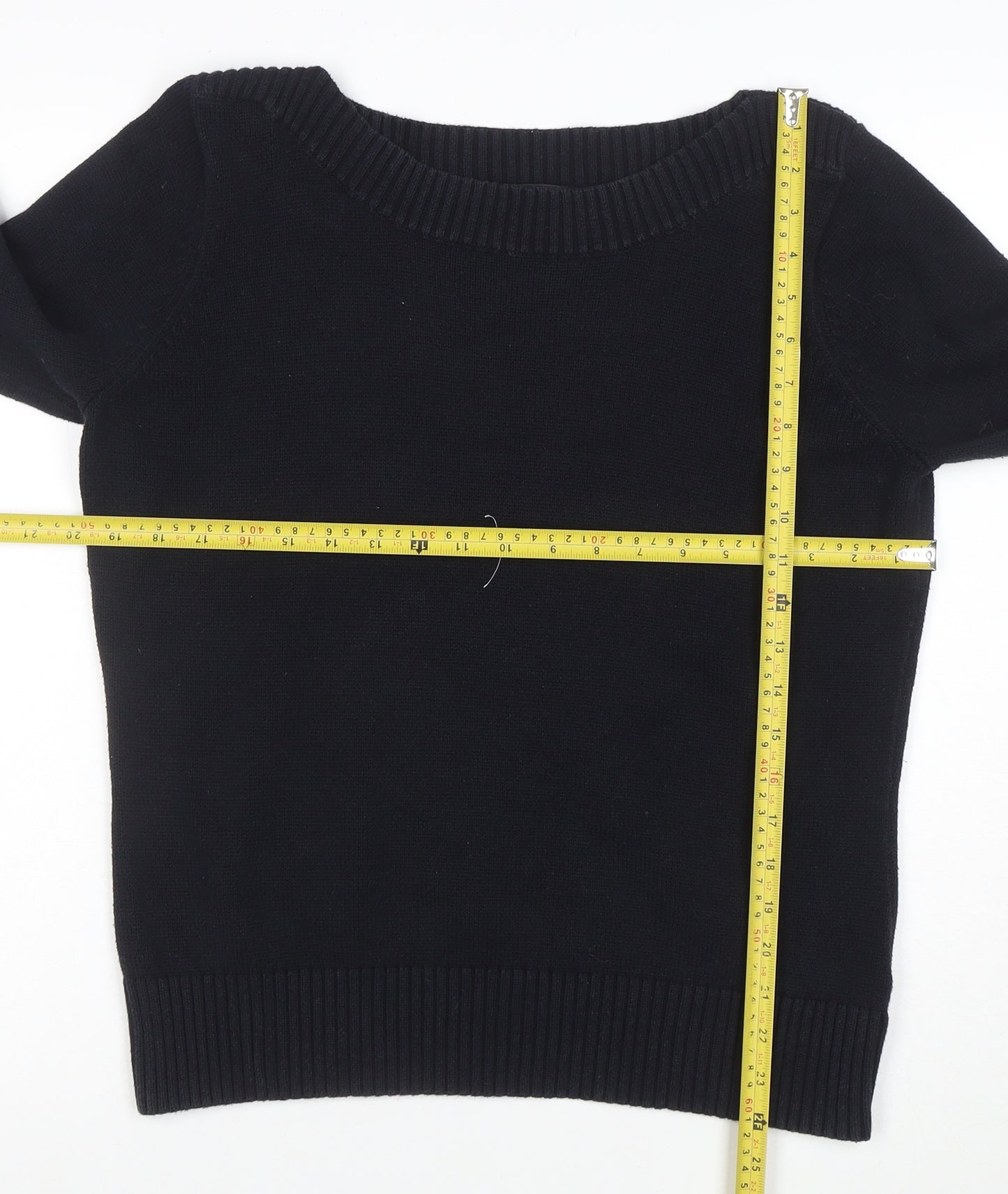 Marks and Spencer Women’s Black Cotton Boat Neck Pullover Jumper UK 18