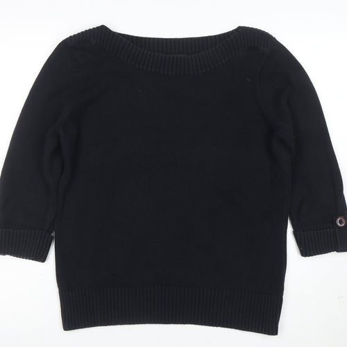 Marks and Spencer Women’s Black Cotton Boat Neck Pullover Jumper UK 18