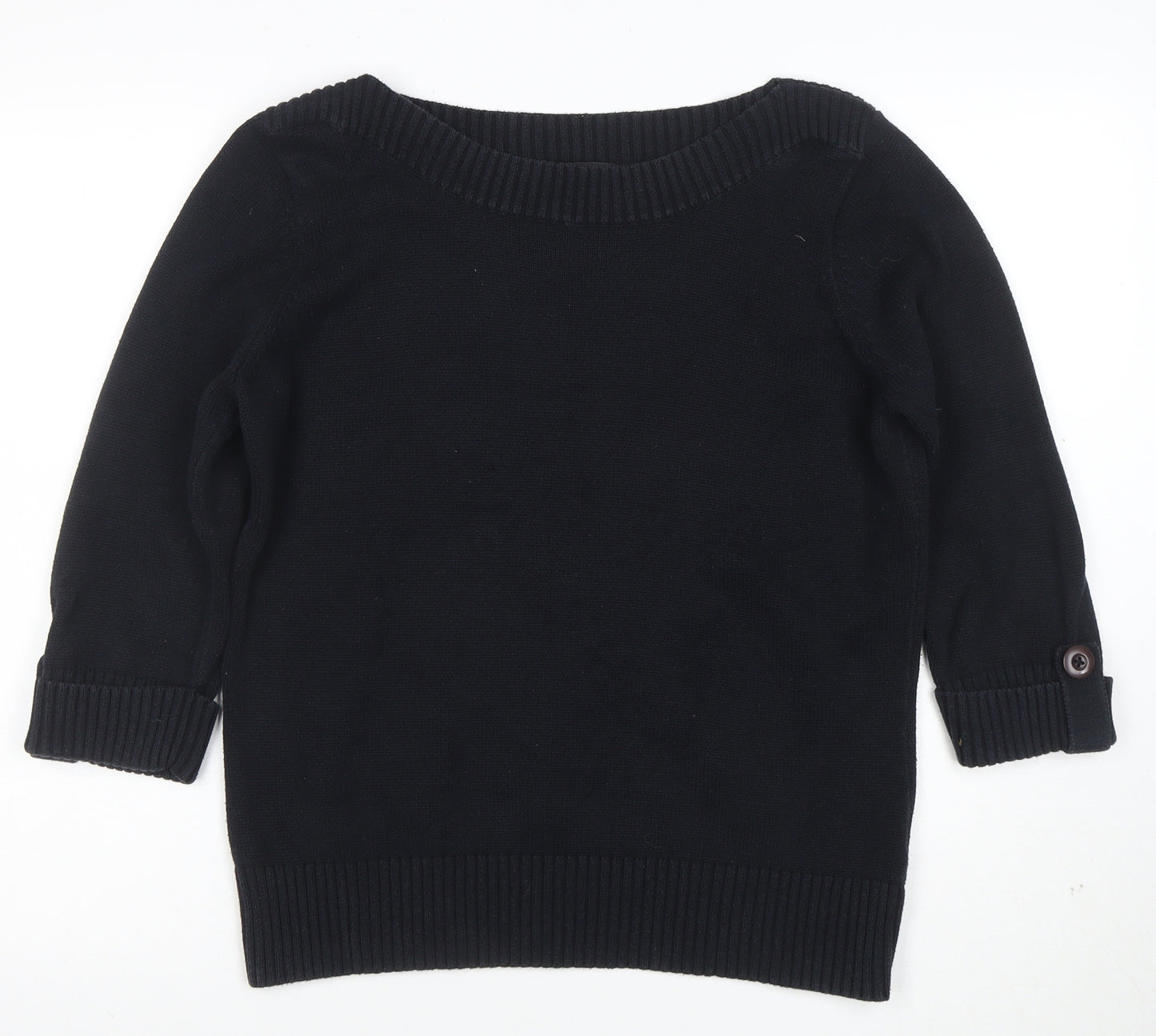 Marks and Spencer Women’s Black Cotton Boat Neck Pullover Jumper UK 18