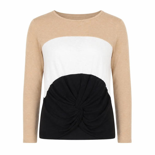 New Look Women Beige Colour Block Twist Front Jumper Size M