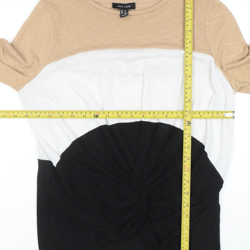 New Look Women Beige Colour Block Twist Front Jumper Size M