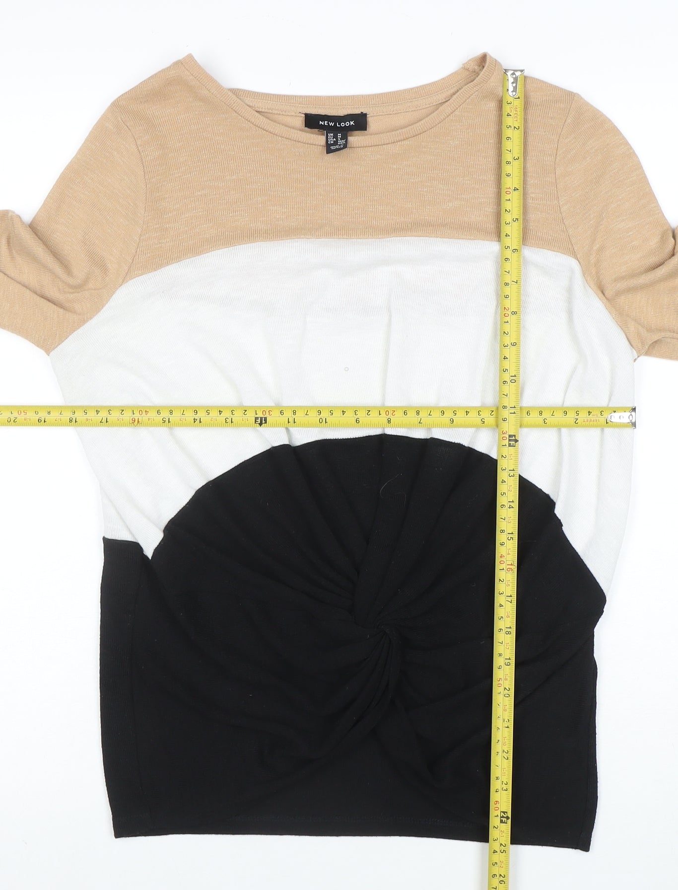 New Look Women Beige Colour Block Twist Front Jumper Size M