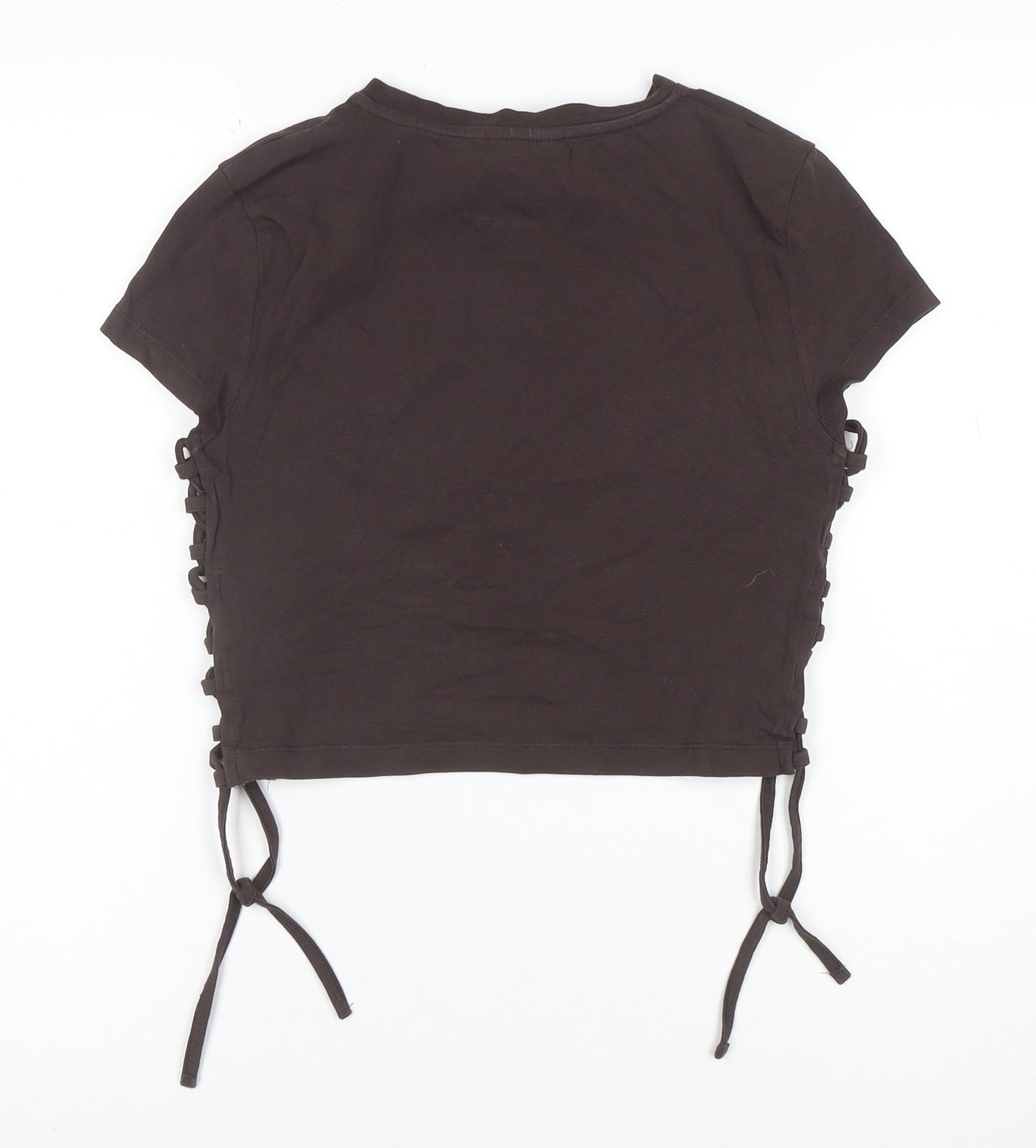 Reclaimed Vintage Women Brown Cropped T-Shirt UK 10 Graphic Tee