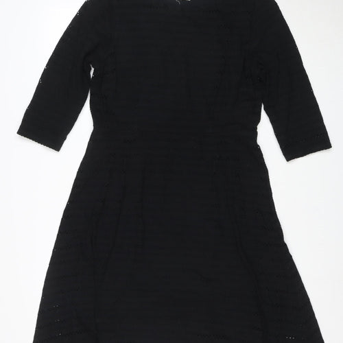 White Stuff Women's Black A-Line 3/4 Sleeve Dress Size 14