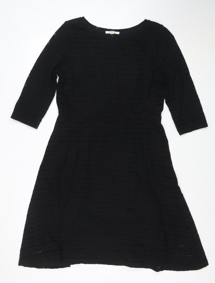 White Stuff Women's Black A-Line 3/4 Sleeve Dress Size 14