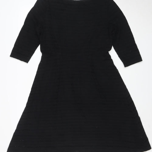 White Stuff Women's Black A-Line 3/4 Sleeve Dress Size 14