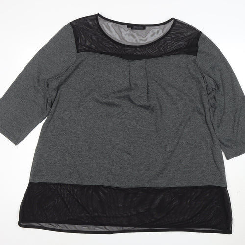 Grace Womens Grey 3/4 Sleeve Jersey Tunic Blouse Size 24