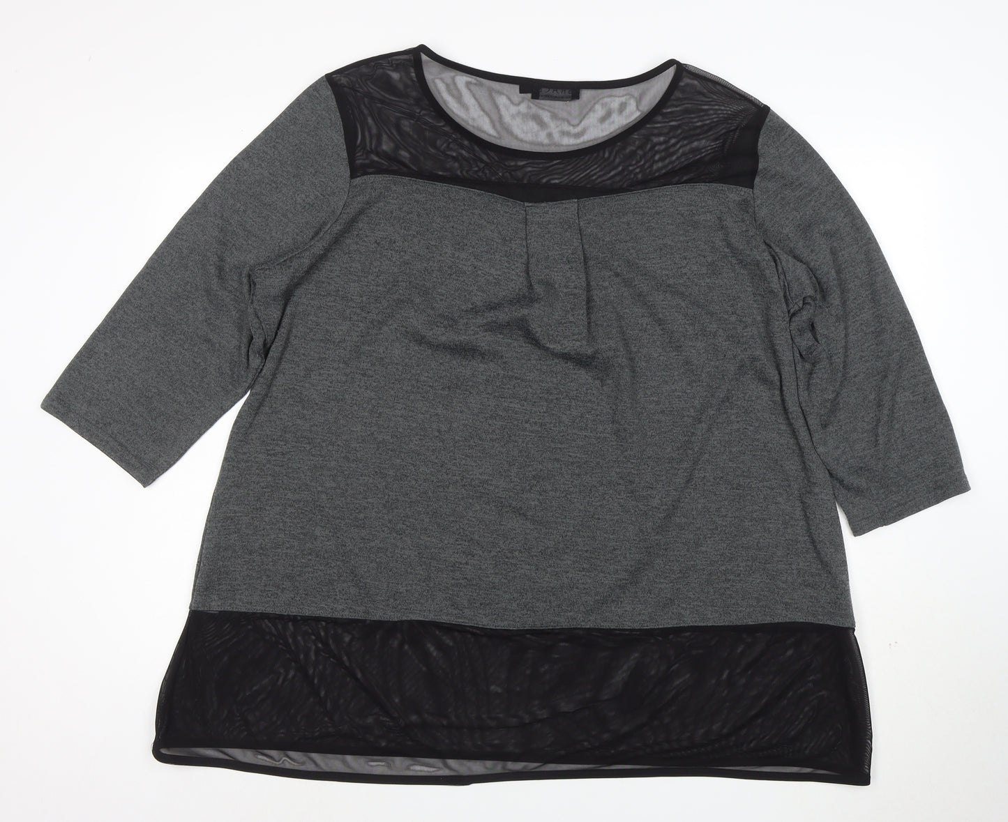 Grace Womens Grey 3/4 Sleeve Jersey Tunic Blouse Size 24