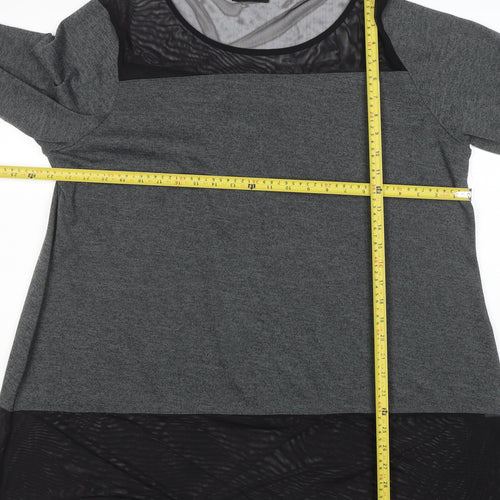 Grace Womens Grey 3/4 Sleeve Jersey Tunic Blouse Size 24