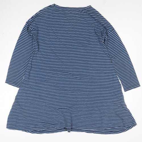 Salt Cornwall Women Blue Striped Trapeze Dress Size 10 Long Sleeve