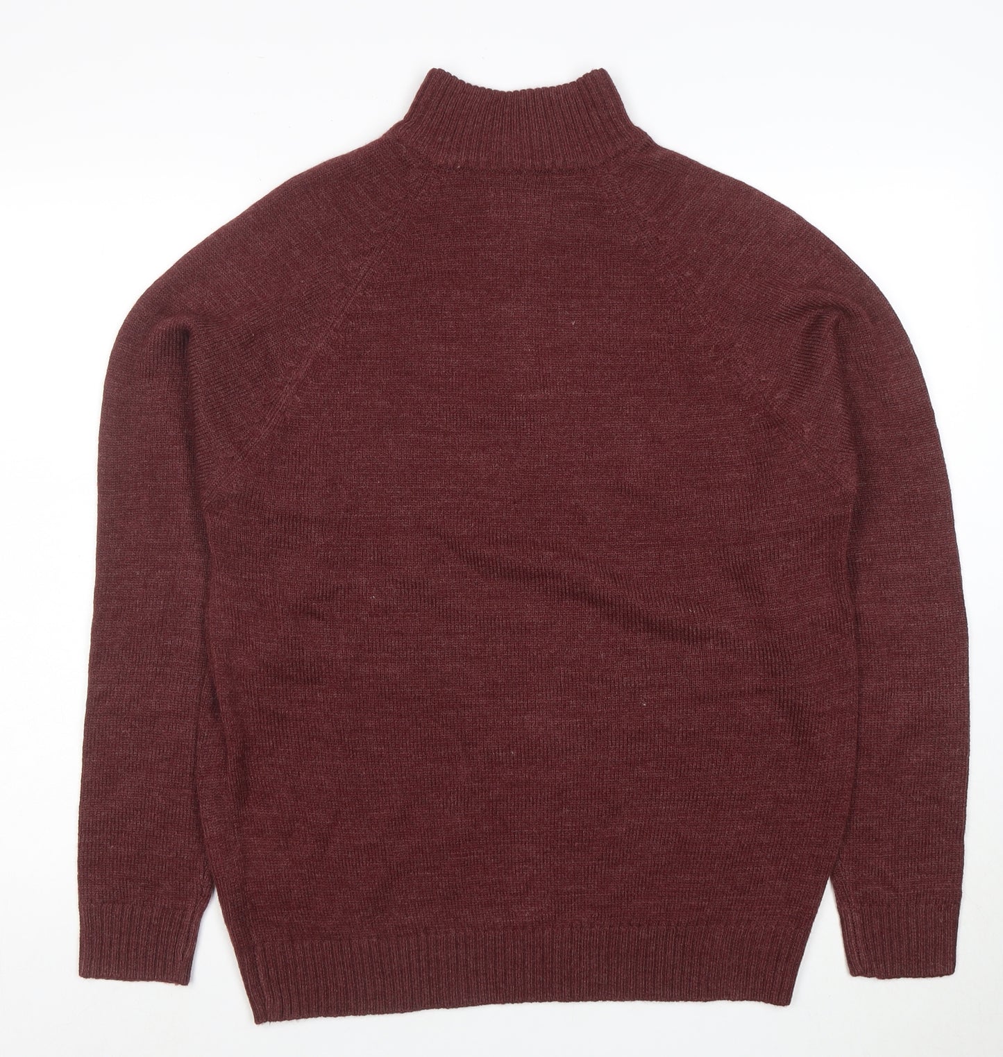 Essential Mø Men’s Brown 1/2 Zip High Neck Wool Blend Jumper Size L