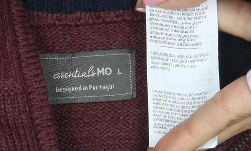 Essential Mø Men’s Brown 1/2 Zip High Neck Wool Blend Jumper Size L
