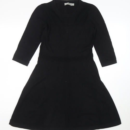 ASOS Women’s Black Knit A-Line Dress Size 8 3/4 Sleeve Crew Neck