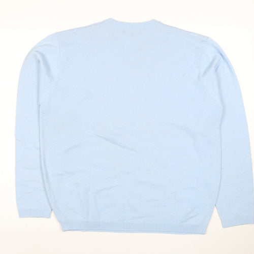 Thomas Nash Men's Blue Argyle V-Neck Acrylic Jumper M