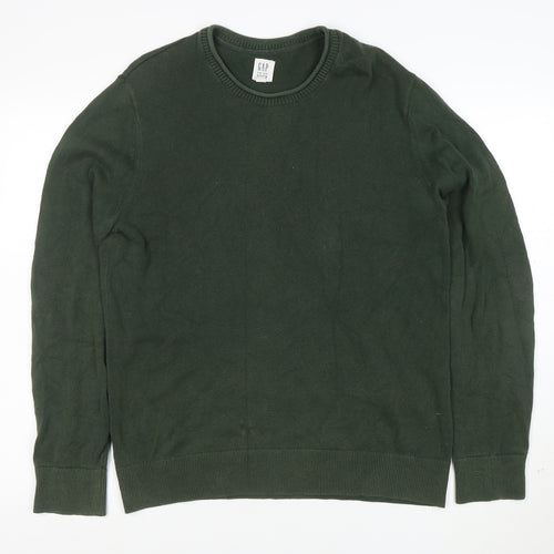 GAP Men's Green Cotton Crew Neck Pullover Jumper Size S