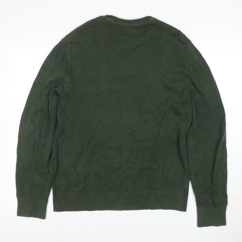 GAP Men's Green Cotton Crew Neck Pullover Jumper Size S
