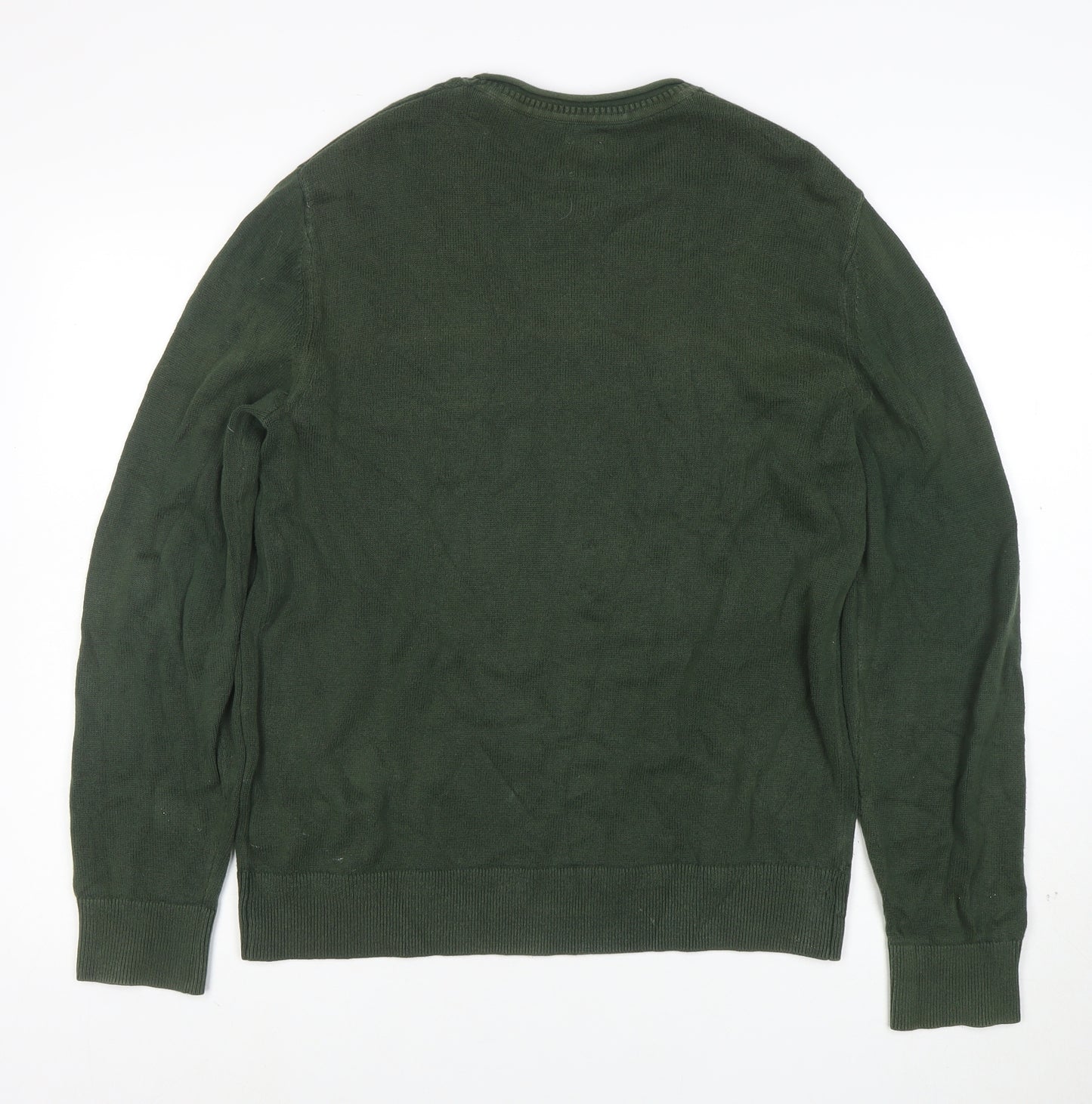 GAP Men's Green Cotton Crew Neck Pullover Jumper Size S