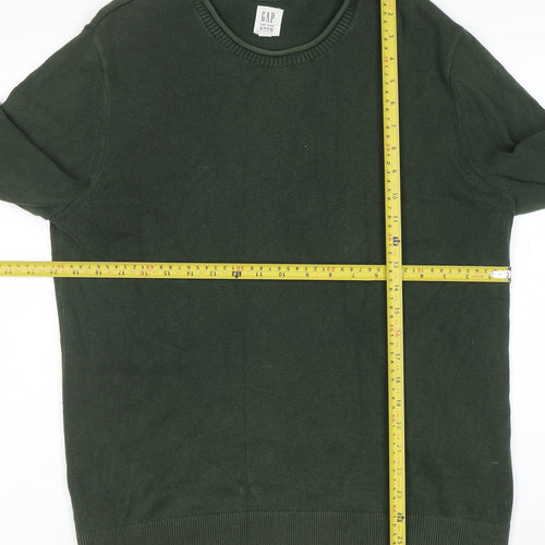 GAP Men's Green Cotton Crew Neck Pullover Jumper Size S
