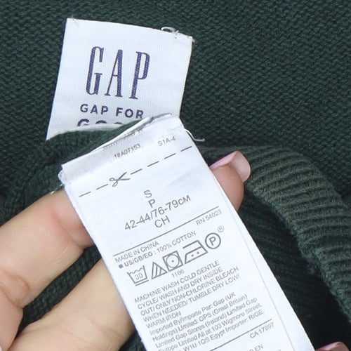 GAP Men's Green Cotton Crew Neck Pullover Jumper Size S