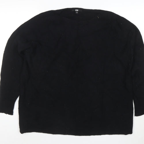 Uniqlo Women's Black Wool Blend Crew Neck Pullover Jumper Size S