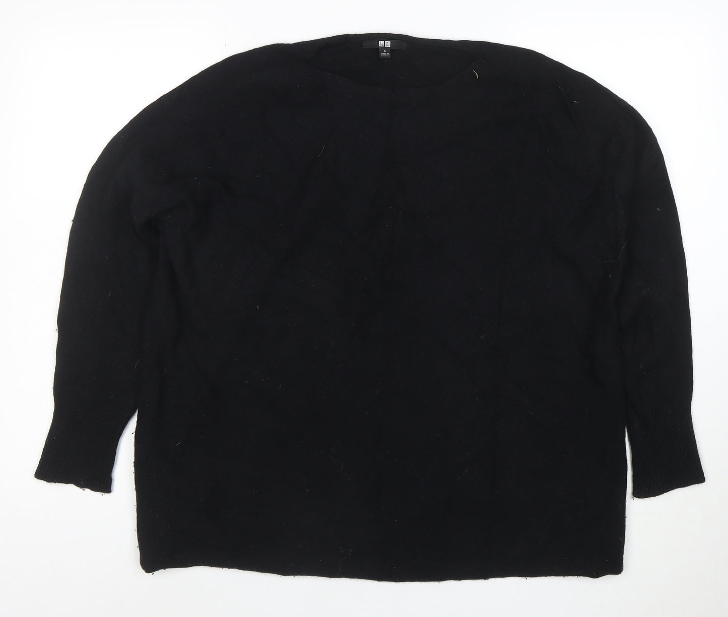 Uniqlo Women's Black Wool Blend Crew Neck Pullover Jumper Size S