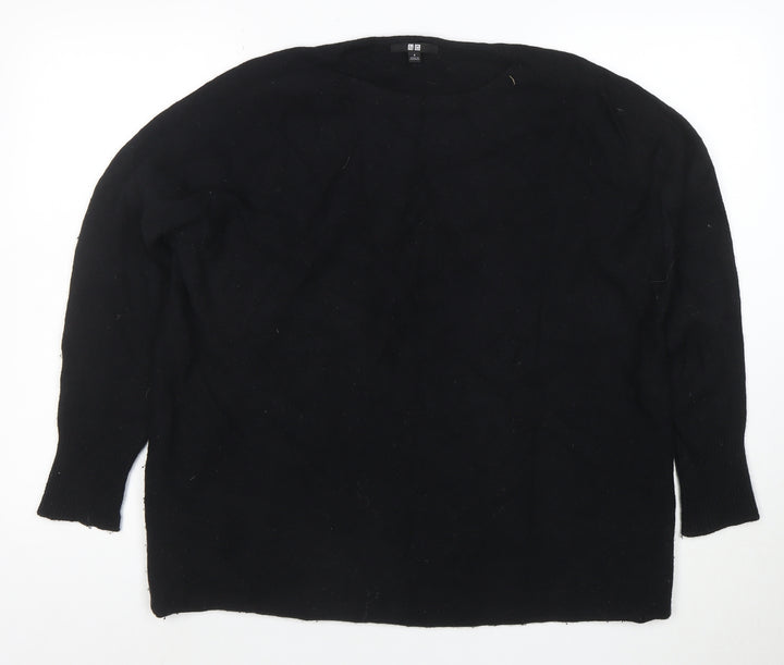 Uniqlo Women's Black Wool Blend Crew Neck Pullover Jumper Size S