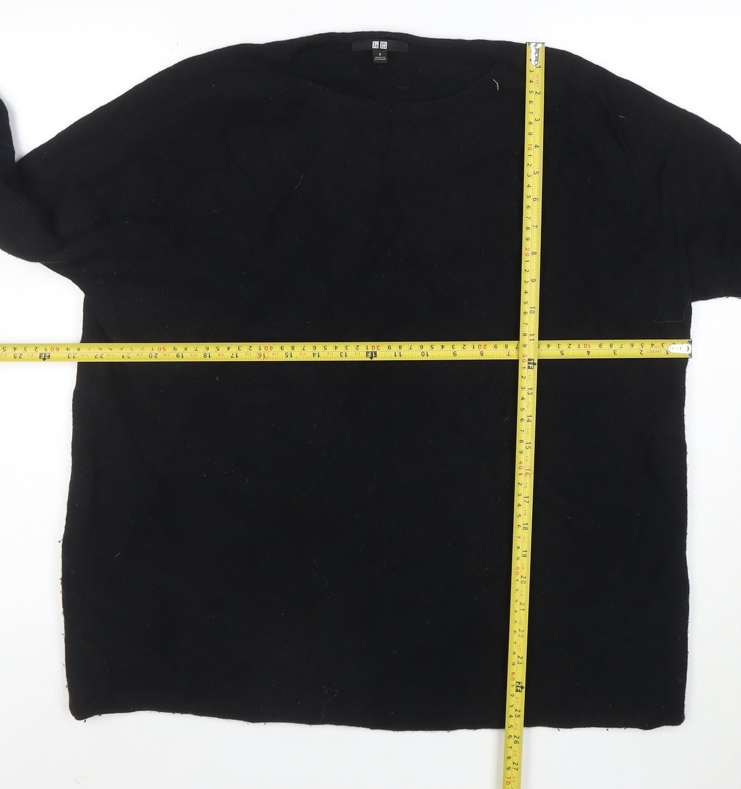 Uniqlo Women's Black Wool Blend Crew Neck Pullover Jumper Size S