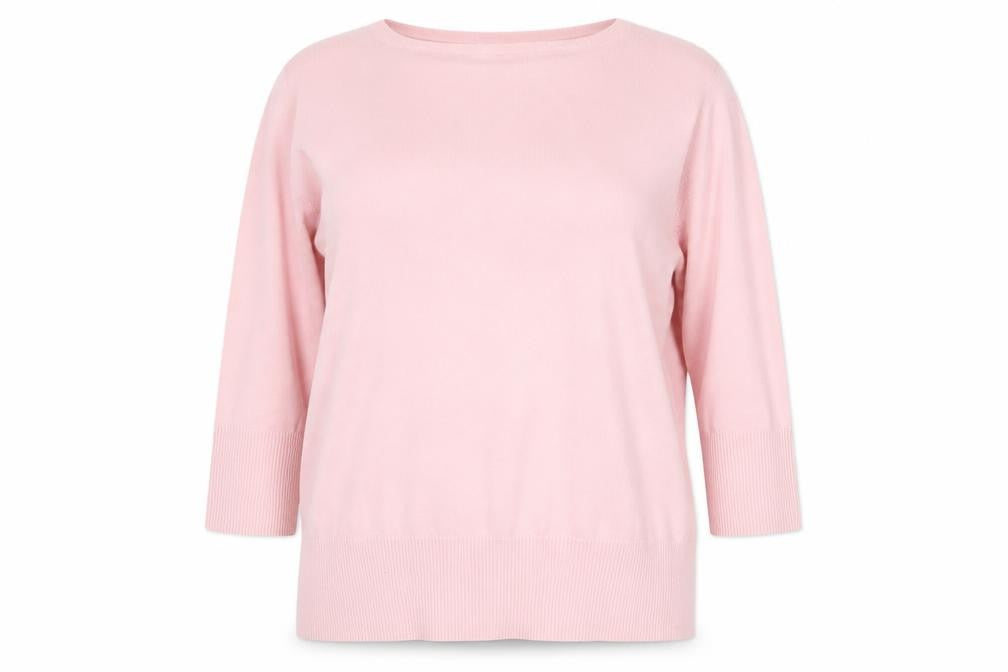Front view of M&Co Women Pink V-Neck Cotton Blend jumper XXL