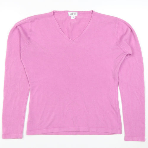 Opus Women's Pink V-Neck Long Sleeve Acrylic Knit Top Size S