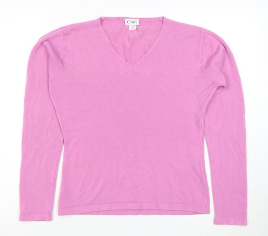 Opus Women's Pink V-Neck Long Sleeve Acrylic Knit Top Size S
