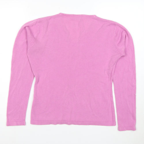 Opus Women's Pink V-Neck Long Sleeve Acrylic Knit Top Size S