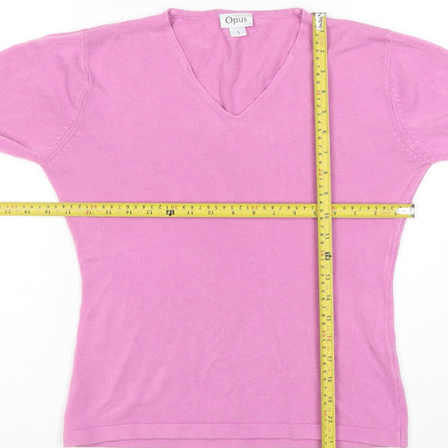 Opus Women's Pink V-Neck Long Sleeve Acrylic Knit Top Size S