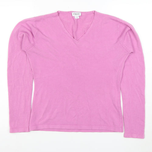 Opus Women's Pink V-Neck Long Sleeve Acrylic Knit Top Size S
