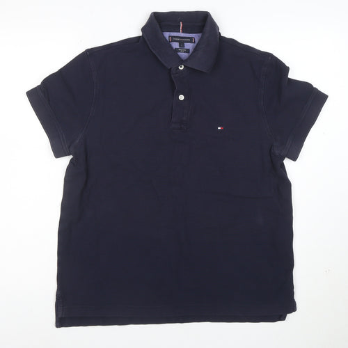 Tommy Hilfiger Men's Blue Slim Fit Premium Pique Polo L