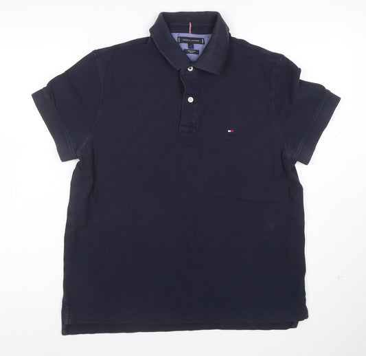 Tommy Hilfiger Men's Blue Slim Fit Premium Pique Polo L