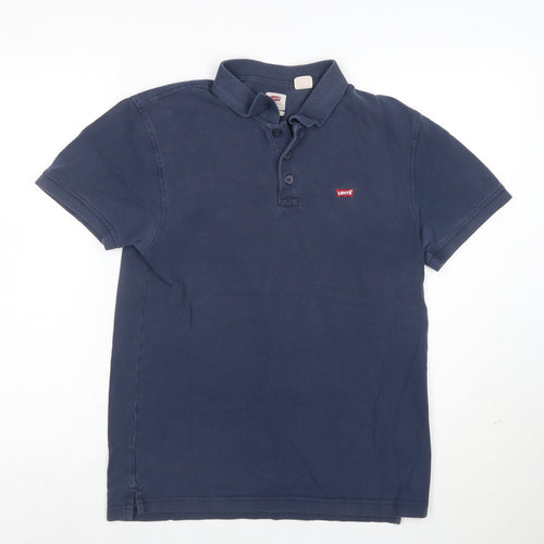 Levi's Men's Navy Blue Classic Cotton Short Sleeve Polo Shirt S