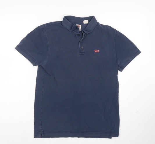 Levi's Men's Navy Blue Classic Cotton Short Sleeve Polo Shirt S
