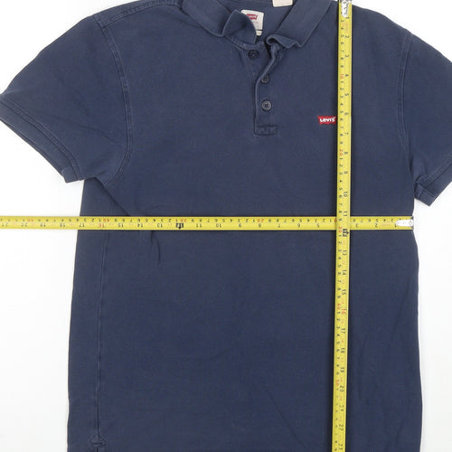 Levi's Men's Navy Blue Classic Cotton Short Sleeve Polo Shirt S