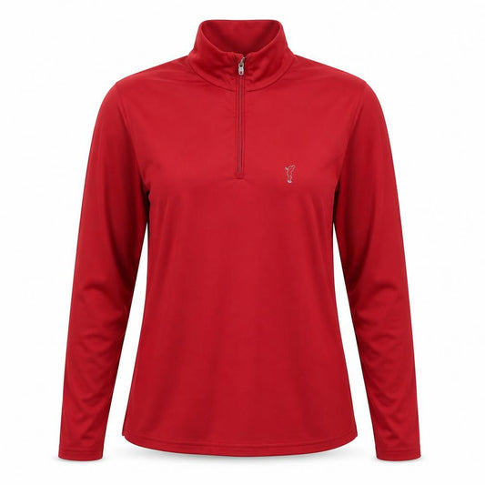 Golfino Women's Red Long Sleeve 1/4 Zip Golf Top Size 12
