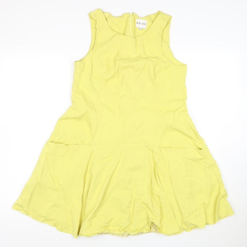Reiss Women Yellow Fit & Flare Sleeveless Knee Length Dress UK 8