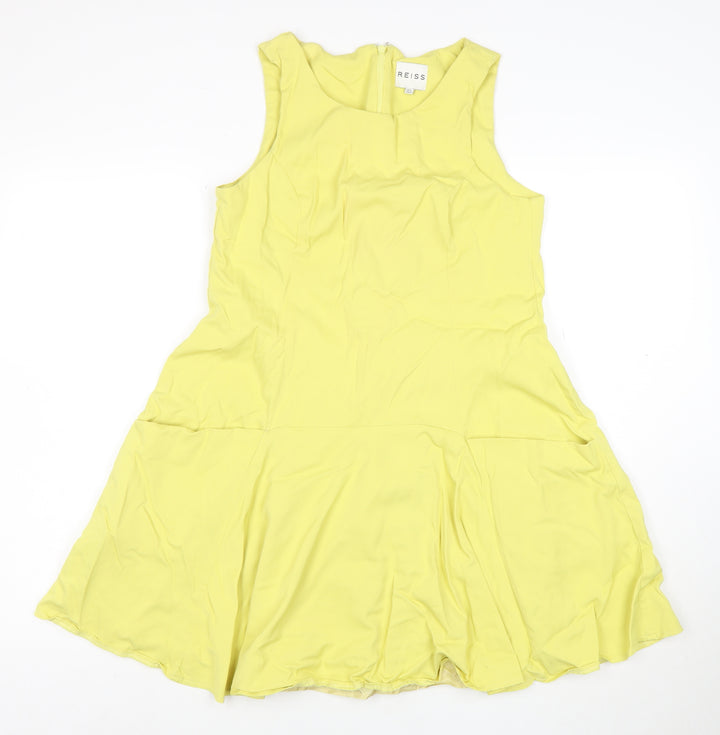 Reiss Women Yellow Fit & Flare Sleeveless Knee Length Dress UK 8