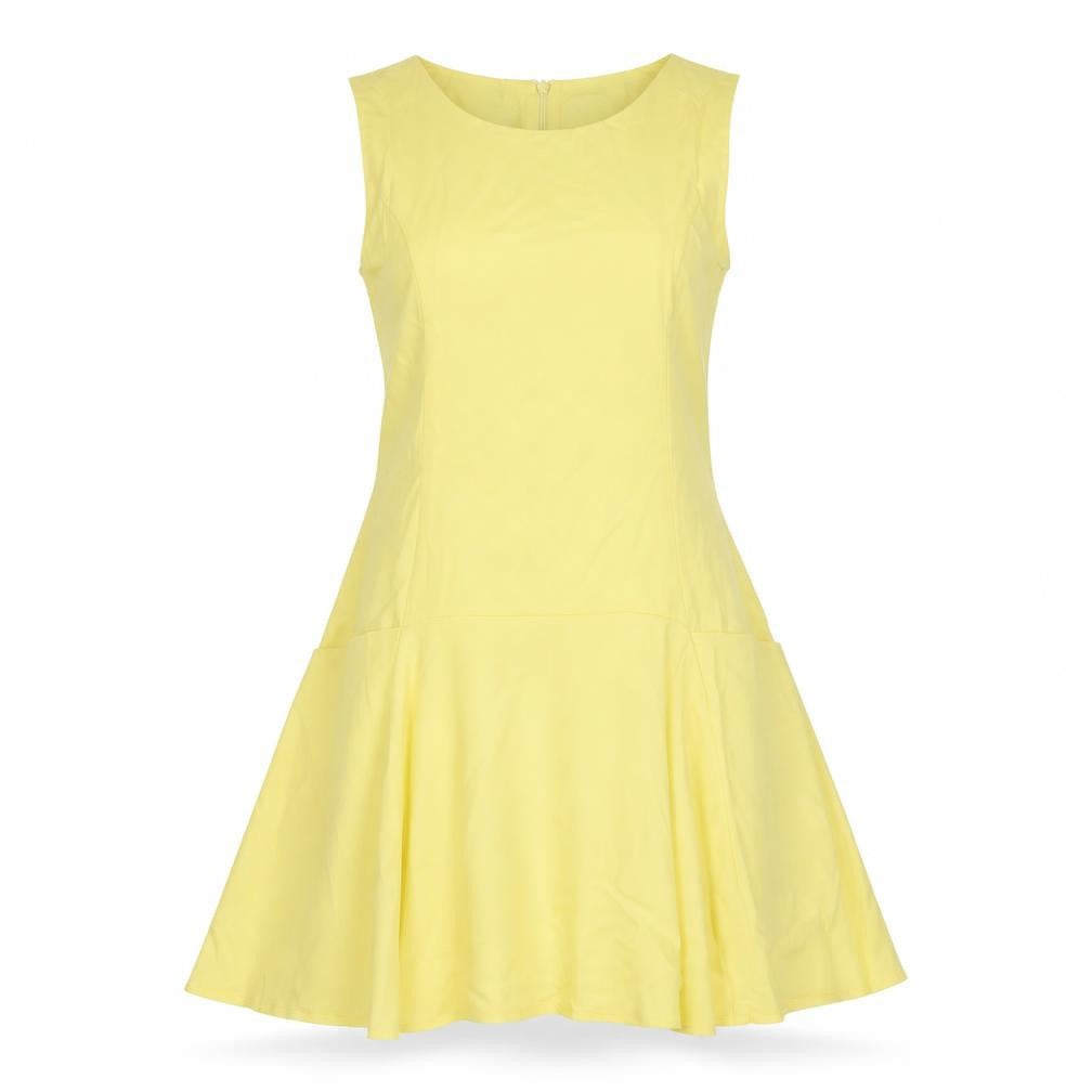 Reiss Women Yellow Fit & Flare Sleeveless Knee Length Dress UK 8