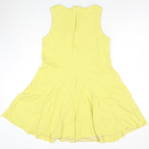 Reiss Women Yellow Fit & Flare Sleeveless Knee Length Dress UK 8