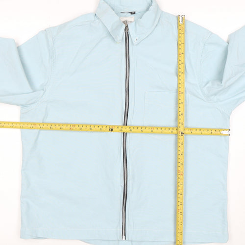 Gap Men’s Blue Oxford Zip-Up Button-Down Long Sleeve Shirt Size L