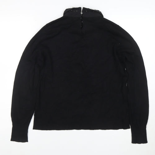 Nobody's Child Women's Black Collared Beaded Jumper Size M