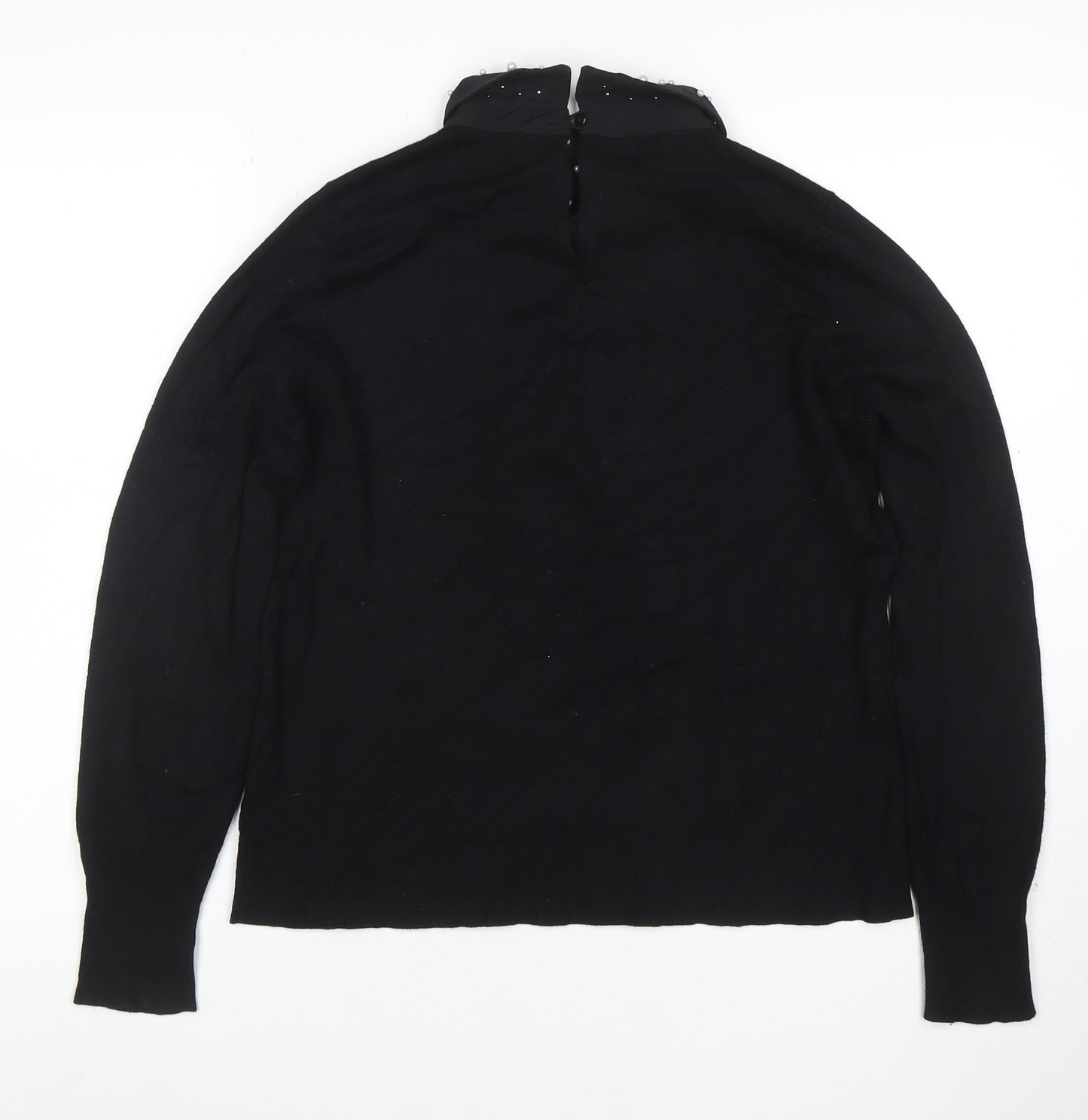 Nobody's Child Women's Black Collared Beaded Jumper Size M
